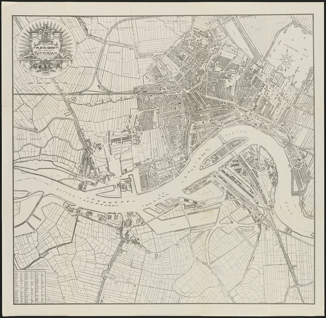 Plattegrond van Rotterdam in 1900